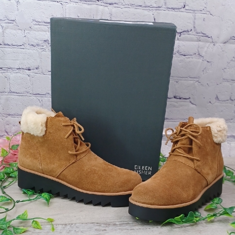 Eileen Fisher Kenille Sport Suede Real Fur Bootie NIB
